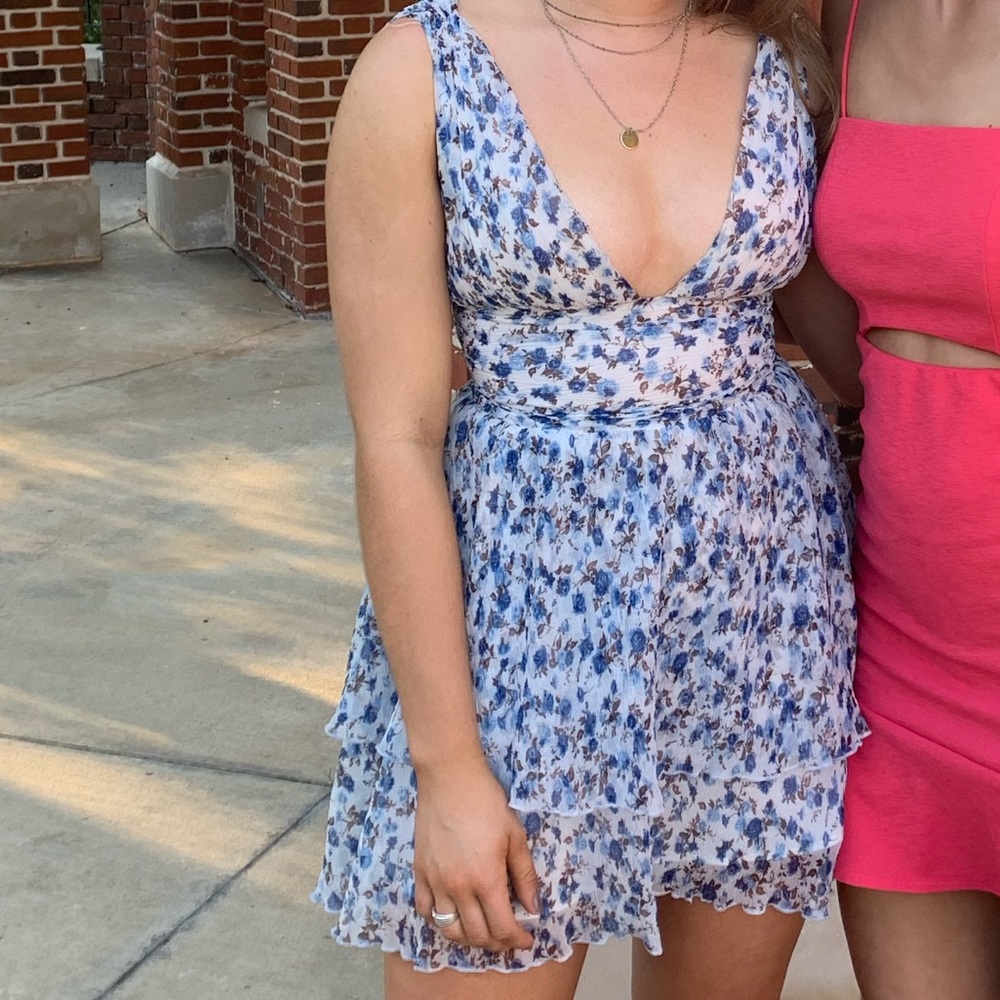 Majorelle Blue and White Fit and Flare mini dress